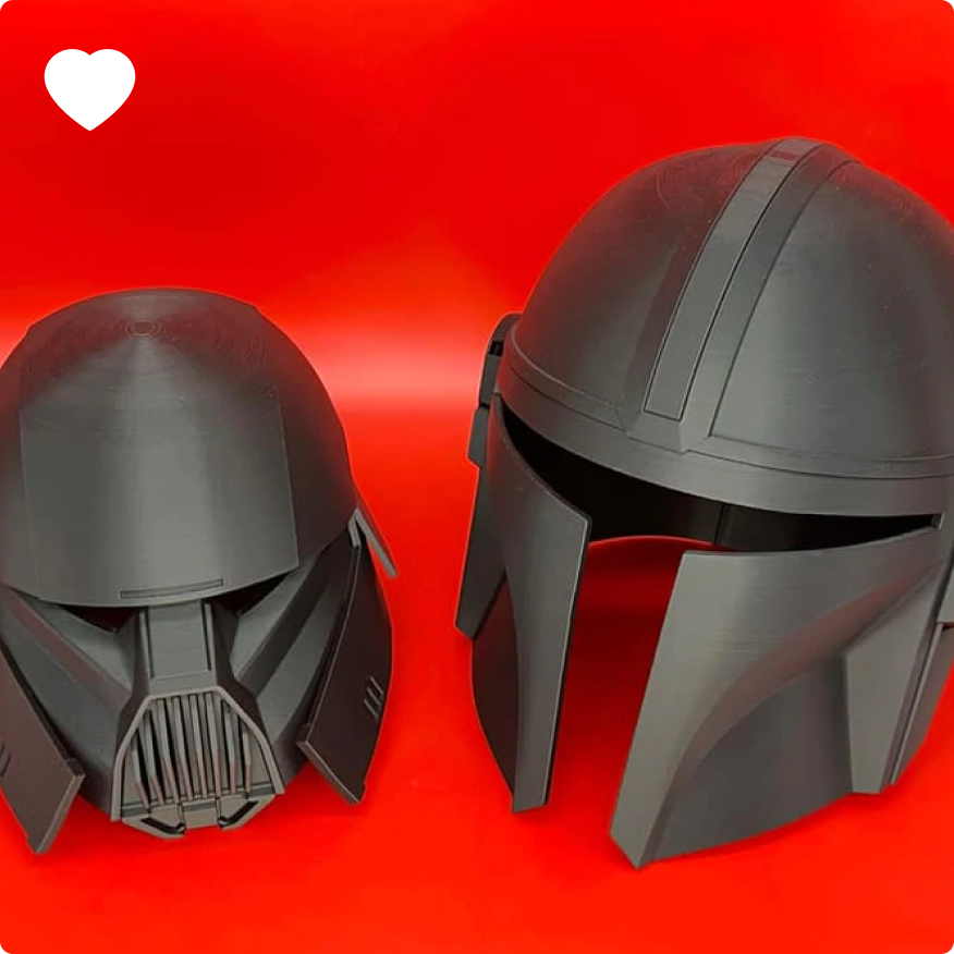 Black 3D printed mask and helmet